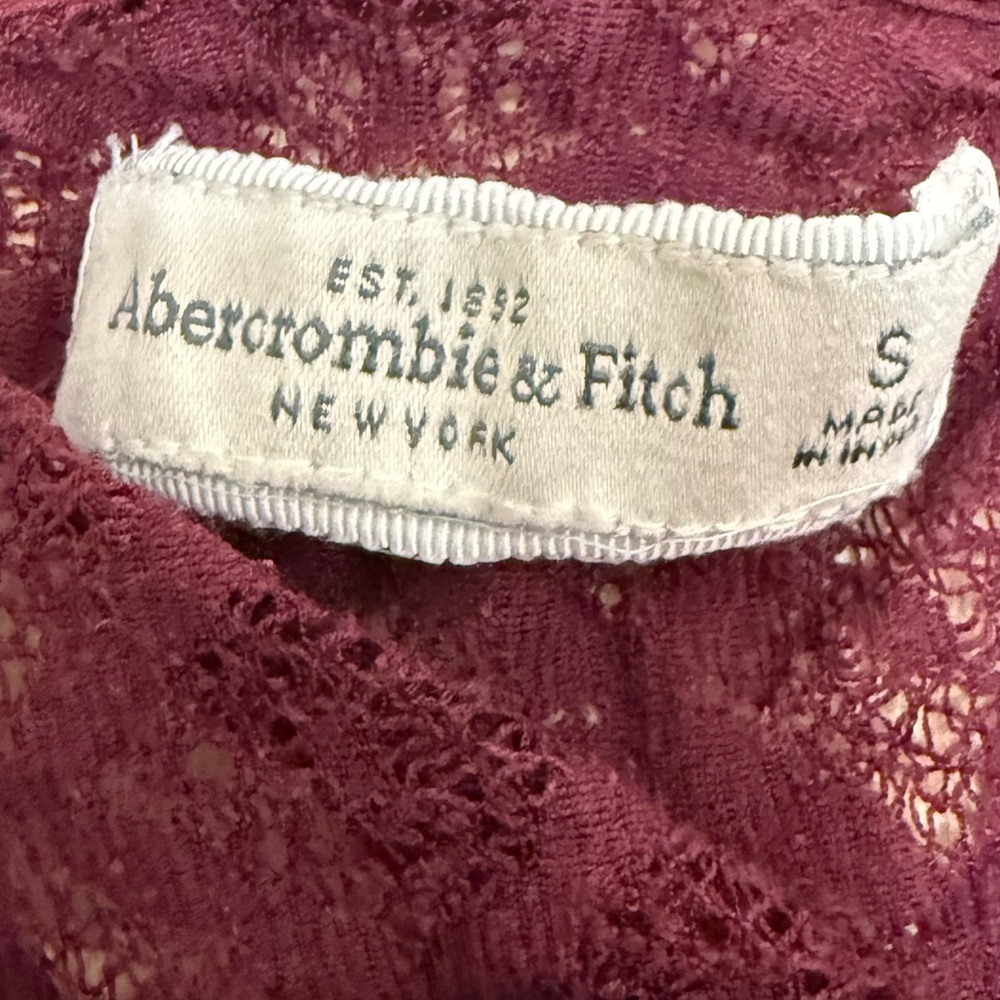 Y2K 90s‎ Abercrombie womens lace top maroon size M dark fairy whismigoth grunge - Picture 2 of 6
